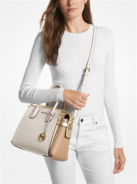 michael michael kors mercer stud & grommet medium messenger|Mercer Medium Studded Leather Belted Satchel .